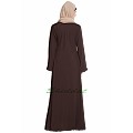 Simple Umbrella abaya with frills on sleeves- Coffee-Brown Simple Umbrella abaya with frills on sleeves- Coffee-Brown